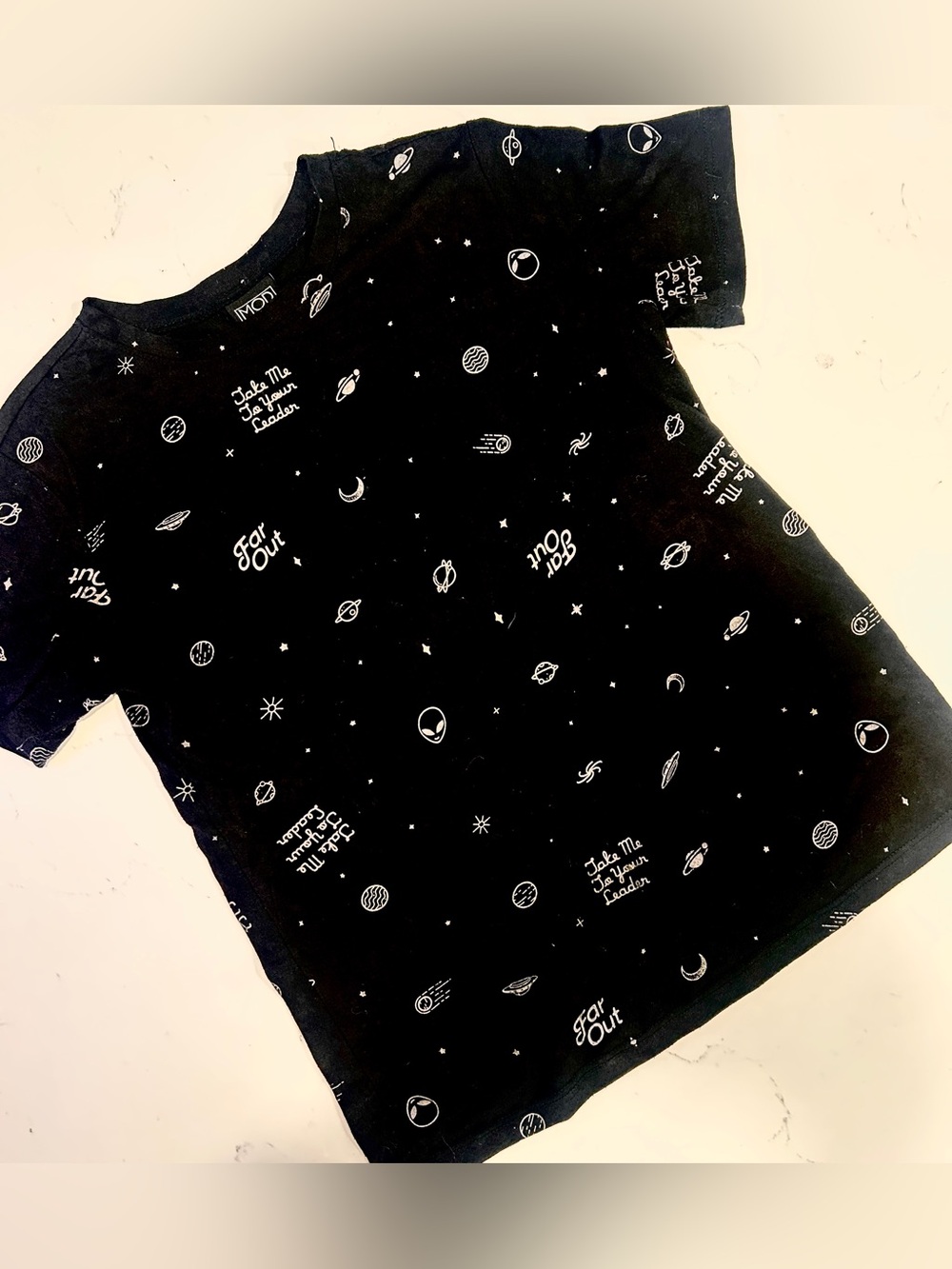Modern Lux Black Space Print Short Sleeve Tee